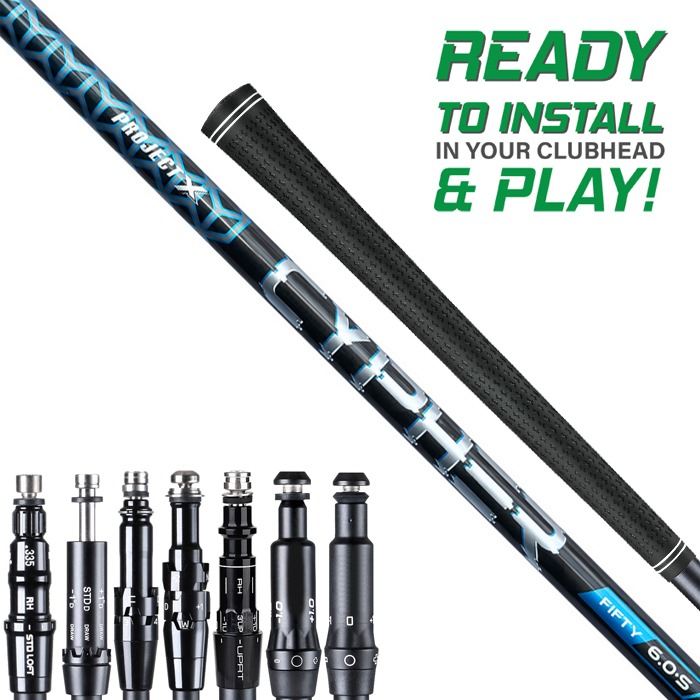 Assembled Project X Cypher Blue 50 Shaft with Adapter Tip and Grip